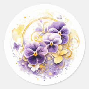 Floral Pansy Classic Round Sticker