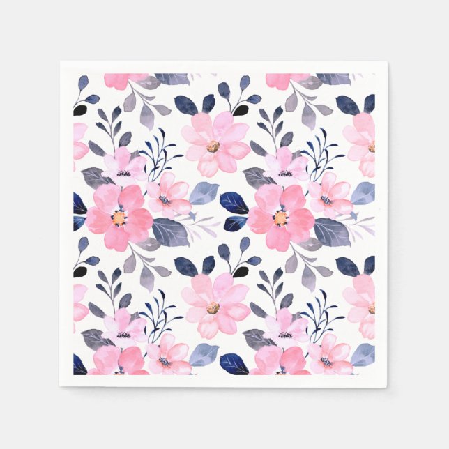 Floral Paper Cocktail Napkins (Front)
