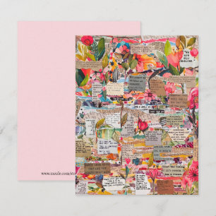 Floral Paper Collage Inspirational Words Cards
