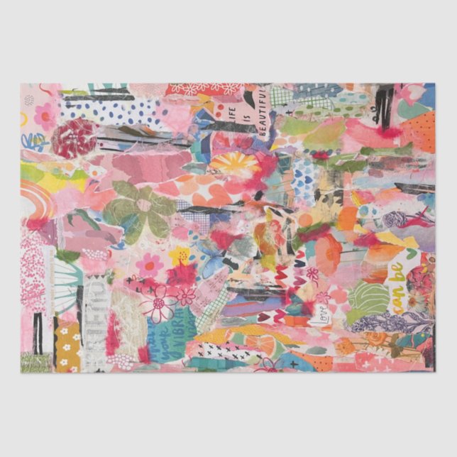 Floral Paper Collage Mixed Media Tissue Paper (Front)