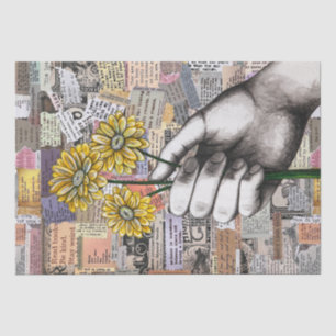 Floral Paper Collage Mixed Media Tissue Paper