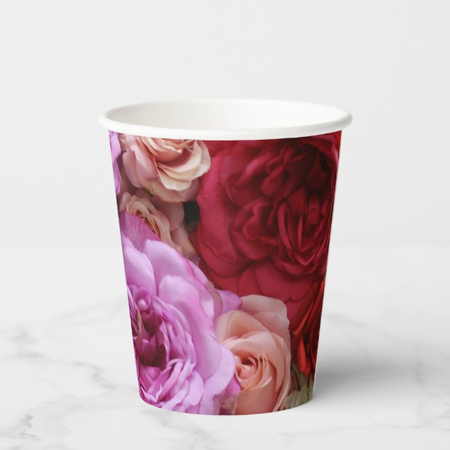 Floral paper cups with roses and peonies (Back)