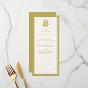 Floral Paper Cut Double Happiness Chinese Wedding Menu