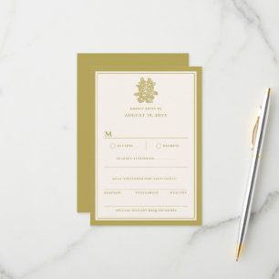 Floral Paper Cut Double Happiness Chinese Wedding RSVP Card