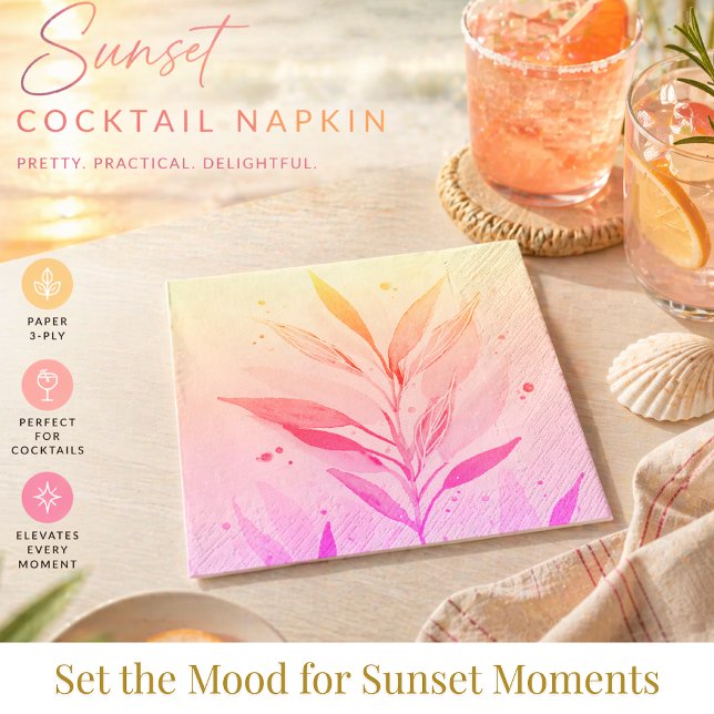 Floral Paper Napkin (Cocktail napkins for summer beach parties with coastal style)