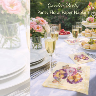 Floral Paper Napkins Pansy (Set of 50)
