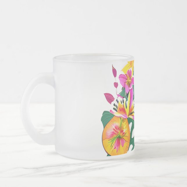 Floral Paradise Frosty Glass Mug (Left)