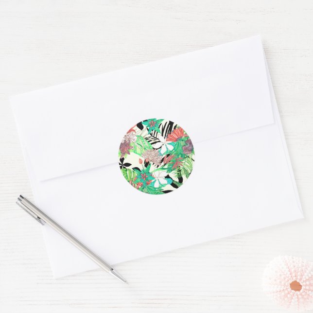Floral Paradise II Classic Round Sticker (Envelope)