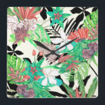 Floral Paradise II Square Wall Clock<br><div class="desc">Floral Paradise II by Melissa Wang. Features beautiful,  tropical flowers and greenery in a unique style with punches of color.| 126271Z</div>