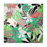 Floral Paradise II Tile<br><div class="desc">Floral Paradise II by Melissa Wang. Features beautiful,  tropical flowers and greenery in a unique style with punches of colour.| 126271Z</div>