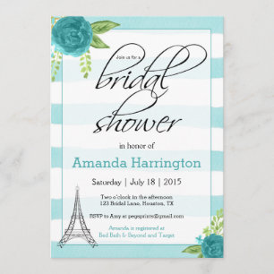 Floral Paris Bridal Shower Invitation - Watercolor