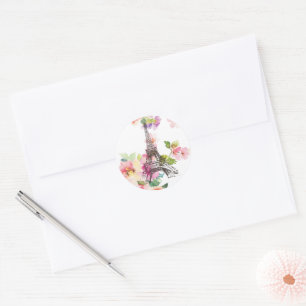 Floral Paris Eiffel Tower Envelope Seals