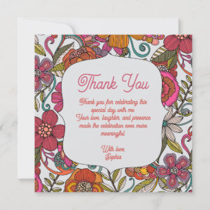 Floral Party 40th birthday Thank you card