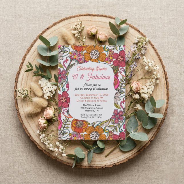 Floral Party Invitation 40th birthday (Creator Uploaded)