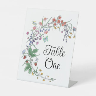 Floral party or wedding table numbers pedestal sign