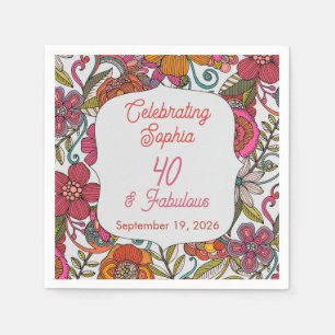 Floral Party Plate 40th birthday Napkin