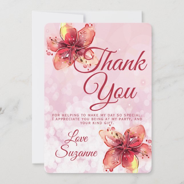 Floral Party Thank You Lily (Front)