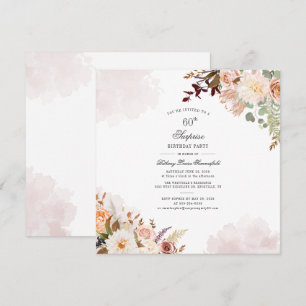 Floral Pastel 60th Birthday Script Surprise Party Invitation