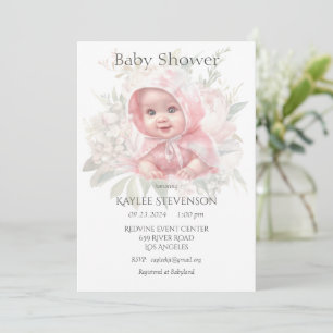 Floral Pastel Baby Girl Shower Invitation