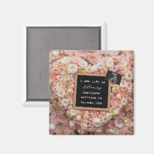 Floral Pastel Baby Reveal pregnancy announcement Magnet