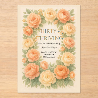 Floral Pastel Blooms Acrylic Invitations