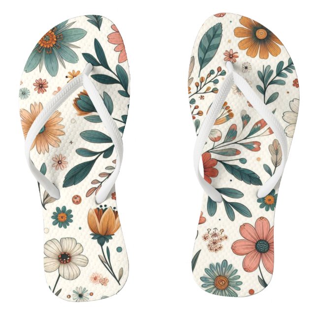 Floral Pastel Blossoms Flip Flops (Footbed)