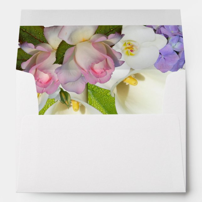 Floral Pastel Bouquet Spring Flowers Wedding Envelope (Back (Bottom))