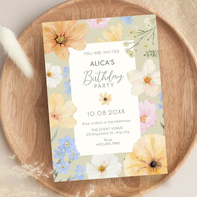 Floral pastel colour birthday invitation (Creator Uploaded)