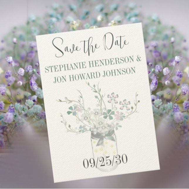 Floral Pastel Dusty Blue and Lavender Save The Date (Creator Uploaded)