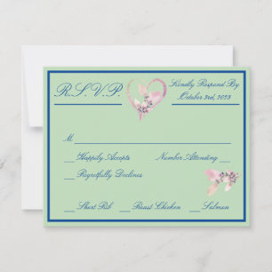 Floral Pastel Green & Blue Wedding RSVP Card