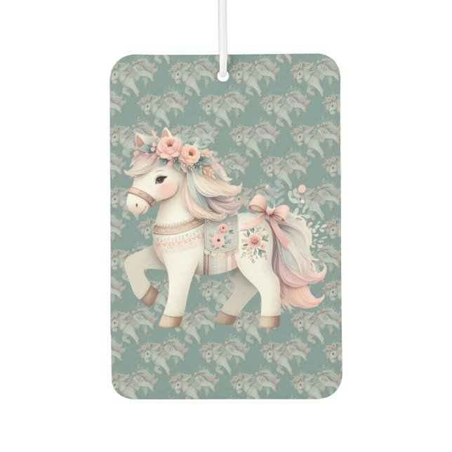 Floral Pastel Horse Fantasy Illustration Car Air Freshener (Front)