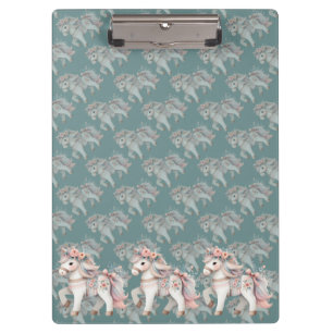 Floral Pastel Horse Fantasy Illustration Clipboard