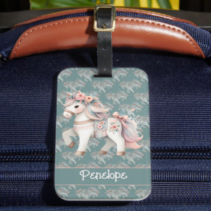 Floral Pastel Horse Fantasy Illustration  Luggage Tag