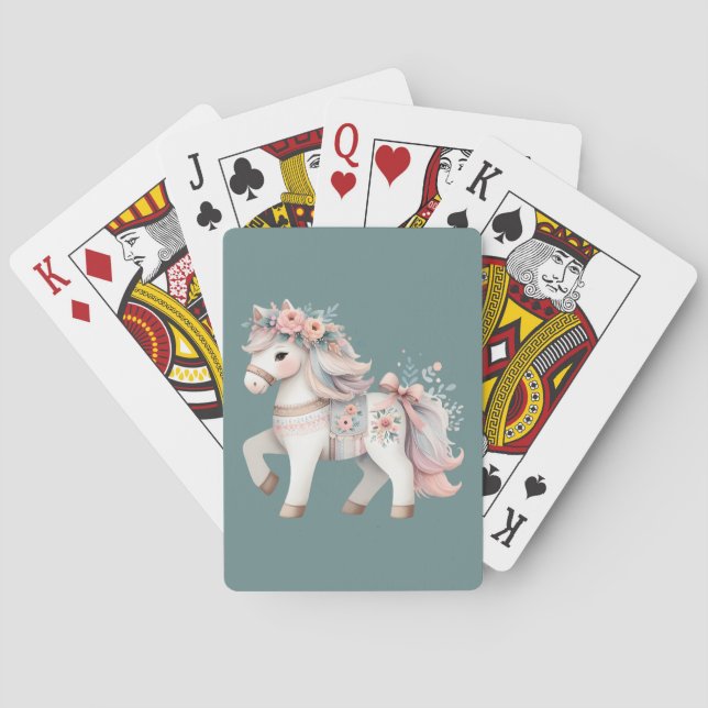Floral Pastel Horse Fantasy Illustration Playing Cards (Back)