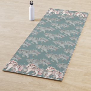 Floral Pastel Horse Fantasy Illustration Yoga Mat