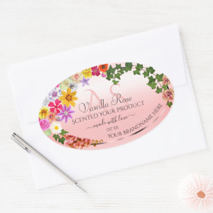 Floral Pastel Light Pink Product Labels Initials