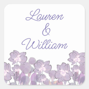 Floral pastel mauve purple blush square sticker