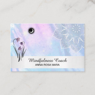 *~* Floral Pastel Moon Mandala Foil Business Card