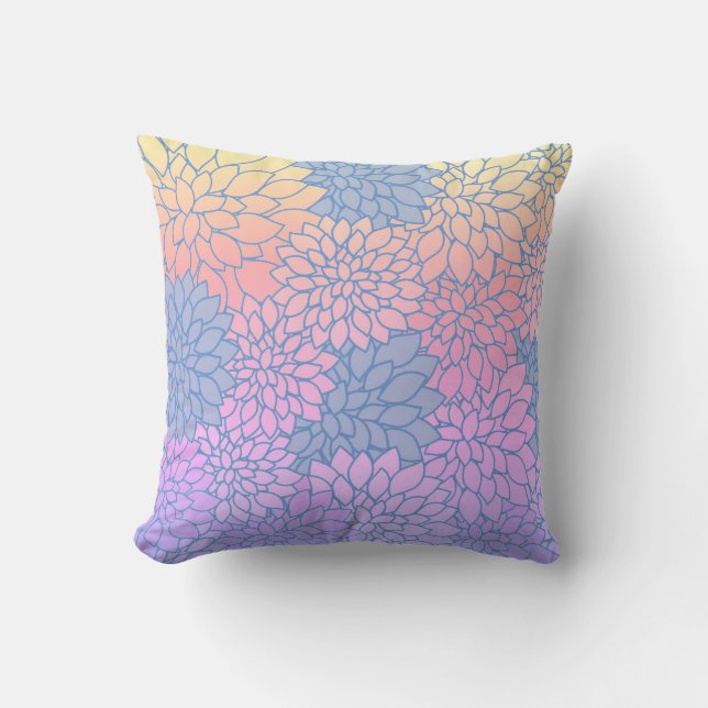 Floral Pastel Pattern Modern Home & Patio Cushion (Front)