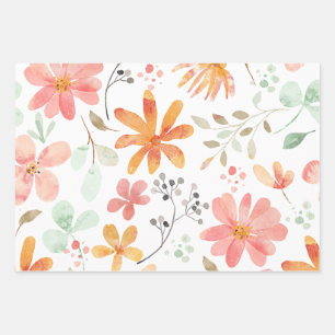 Floral Pastel Pattern Tranquility Wrapping Paper Sheet