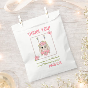 Floral pastel pink ballerina bunny Thank you Favour Bags