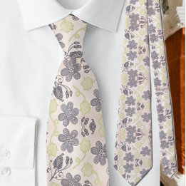 Floral Pastel Pink Botanical Special Occasion Tie