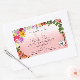Floral Pastel Pink Product Labels Initials Logo