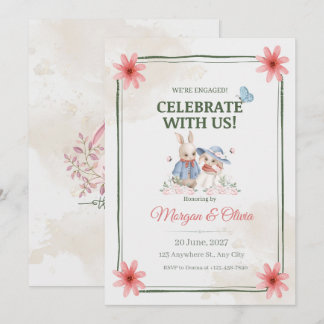 Floral Pastel Romantic Garden Engagement  Invitation