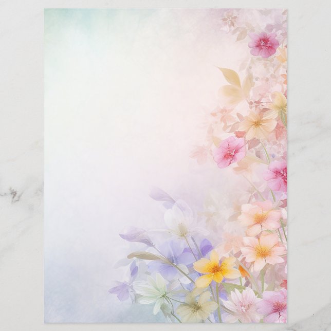 Floral Pastel Scrapbooking Paper (Front)