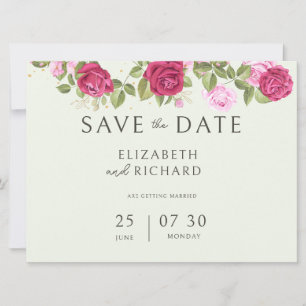 Floral Pastel Watercolor Rose Wedding Save The Date