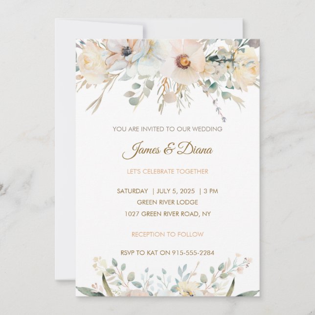 Floral pastel wedding invitation classic (Front)