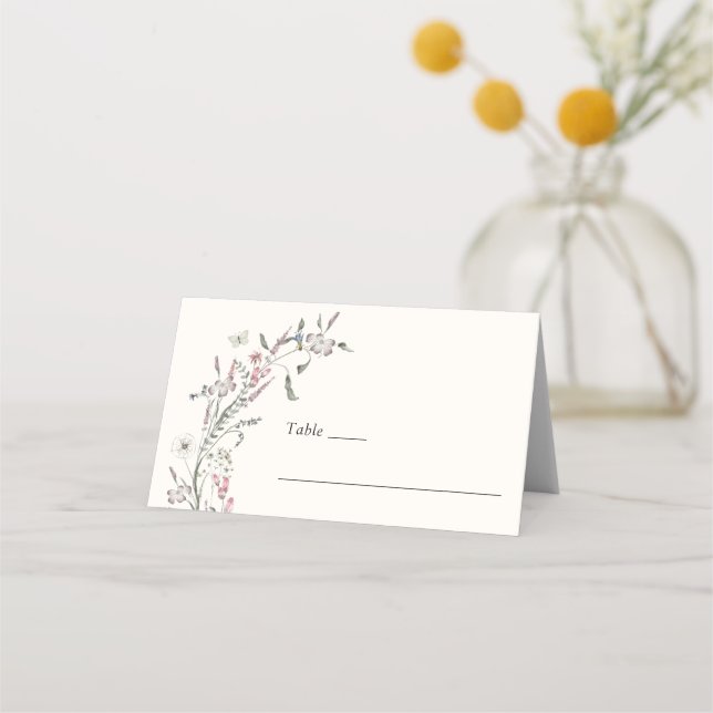 Floral Pastel Wedding Place Card (Front)
