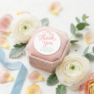 Floral Pastel Whimsical Bridal Shower Thank You  Classic Round Sticker