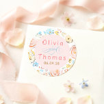 Floral Pastel Whimsical Elegant Wedding Classic Round Sticker<br><div class="desc">Floral whimsical elegant wedding seals</div>